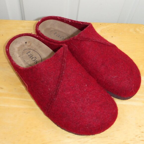 Taos Woollery Clogs Women's Red Wool Class Slip On Shoes Size US 6-6.5, EU 37 - Picture 1 of 5